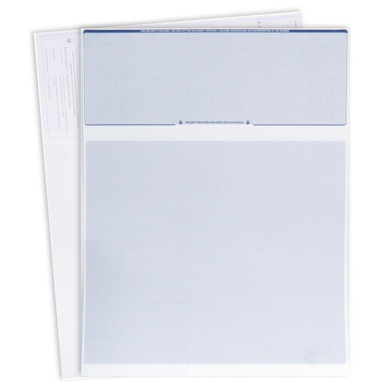 EnDoc Computer Check Paper - 50 Sheets - Business Checks on Top and Stub on Bottom - Security Features & Laser Printer Compatible with Quickbooks Blank Check Stock - Diamond Blue - Image 1